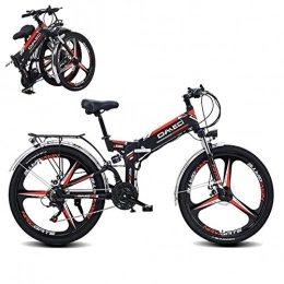 SXZZ Bike Folding Electric Mountain Bike, 24 Inch E-Bike, 21 Speed Electric Bicycle with Rear Seat And Dual Disc Brake, 10Ah Lithium-Ion-Battery, for Men And Women, Black