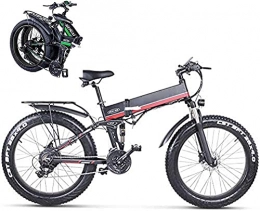Folding Electric Mountain Bike for Adults 26Inch E-bike for Adult 48V 1000W High Speed Ebike 12 8 AH Removable Lithium Battery Travel Assisted Electric Bike Fat Tire Fold up Bike-Red Evolutions