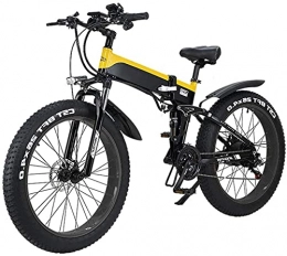 CCLLA Electric Bike Folding Electric Mountain City Bike, LED Display Electric Bicycle Commute Ebike 500W 48V 10Ah Motor, 120Kg Max Load, Portable Easy To Store (Color : Yellow)