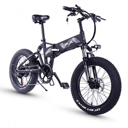 WQY Electric Bike Folding Electric Snowmobile Mountain Bike Big Wheel Fat Off-Road Soft Tail Front And Rear Shock Absorbers Mountain Bike 20 * 4.0"Inch Fat Tire Bikes 7 Speeds Ebikes for Adults, Black