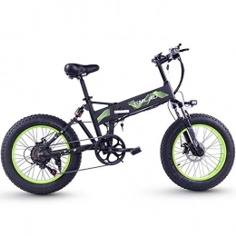 WQY Electric Bike Folding Electric Snowmobile Mountain Bike Big Wheel Fat Off-Road Soft Tail Front And Rear Shock Absorbers Mountain Bike 20 * 4.0"Inch Fat Tire Bikes 7 Speeds Ebikes for Adults, Green