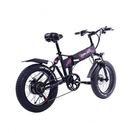 WQY Bike Folding Electric Snowmobile Mountain Bike Big Wheel Fat Off-Road Soft Tail Front And Rear Shock Absorbers Mountain Bike 20 * 4.0"Inch Fat Tire Bikes 7 Speeds Ebikes for Adults, Purple