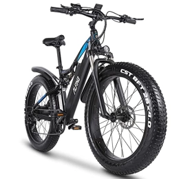 VLFINA Electric Bike Full suspension Electric Bicycles ，26 * 4.0 inch Fat Tire Electric Bike for adult, Mountain Bike, 48V*17Ah removable Lithium Battery, Dual hydraulic disc brakes