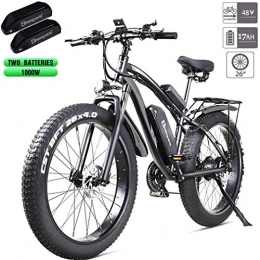FYHJND Electric Bike FYHJND Electric Bike 1000W Electric Fat Bike Beach Bike Cruiser Electric Bicycle 48V17ah E-Bike Mountain Bike 26" X 4.0 Fat Tire Suitable for Various Roads Safe And Waterproof, Black, 48v17ah1000w