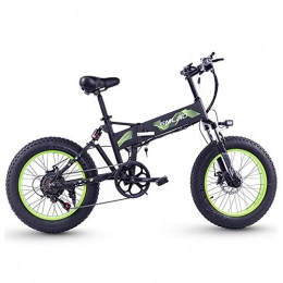 FZYE Foldable Electric Bikes, 4.0 fat tire mountain Bike 7 speed aluminum alloy frame Double Disc Brake shock absorber Bicycle Adult,Green