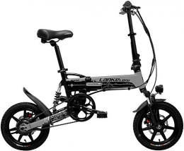 IMBM Electric Bike G100 14 Inch Folding Electric Bicycle, 400W Motor, Full Suspension, Double Disc Brake, with LCD Display, 5 Level Pedal Assist (Color : Black Grey, Size : 8.7Ah+1 Spare Battery)