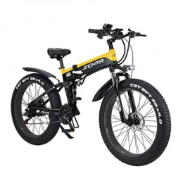 Gaoyanhang Electric Bike Gaoyanhang 26 inch 500W 48V / 10AH foldable electric bicycle, off-road fat tire electric bicycle, Shimano 21 speed, 30 climbing (Color : Yellow)