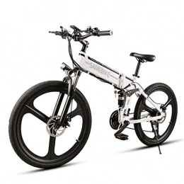Gaoyanhang Electric Bike Gaoyanhang 350W electric bicycle, 48V / 10Ah lithium battery-powered folding mountain bike, which can be charged in 4-6 hours, 21-speed / 30km / h made of aluminum alloy (Color : White)