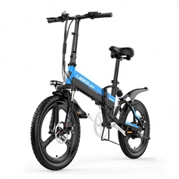 Gaoyanhang Electric Bike Gaoyanhang Folding electric bicycle lithium battery moped 20 inch mini adult male and female small electric bicycle (Color : Blue)