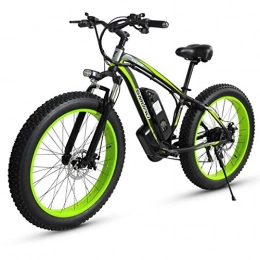 GASLIKE Electric Bike GASLIKE 26 Inch Adult Fat Tire Electric Mountain Bike, 350W Aluminum Alloy Off-Road Snow Bikes, 36 / 48V 10 / 15AH Lithium Battery, 27-Speed, Green, 36V10AH