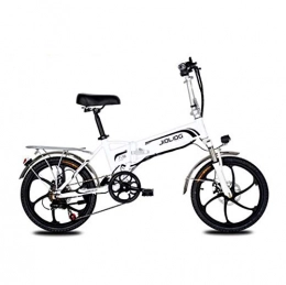 GASLIKE Bike GASLIKE Adult Mountain Electric Bike, 48V Lithium Battery, 7 Speed Aerospace Grade Aluminum Alloy Foldable Electric Bicycle 20 Inch Wheels, White, 45KM