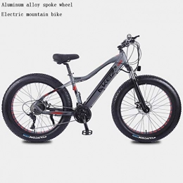 GASLIKE Electric Bike GASLIKE Bicicleta de montaña elctrica Fat Tire para adultos, bicicletas de nieve 36V 10Ah Li-Battery 350W, bicicleta de playa de aleacin de aluminio de 27 velocidades, ruedas de 26 pulgadas, Gray, B