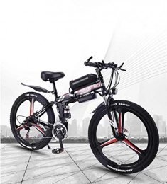 GASLIKE Bike GASLIKE Folding Adult Electric Mountain Bike, 350W Snow Bikes, Removable 36V 8AH Lithium-Ion Battery for, Premium Full Suspension 26 Inch, Black, 27 speed