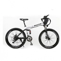 GASLIKE Electric Bike GASLIKE Mountain Electric Bicycle, Bicycle for Mountain / Urban, 26 Spoked Wheels, Front Suspension, 21 Speed Gear And Three Working Modes, White, 12Ah 50Km