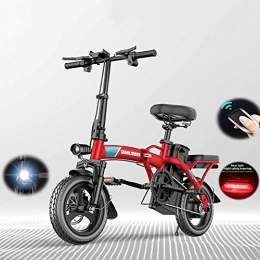 GJYJJKRY Electric Bike GJYJJKRY Foldable Electric Bicycle Adult drive E-bike 48v8an / 13ah / 17ah Lithium Battery Max 90km / h Foldable Bike Electric Bicycle Electric Scooters Adult With 14''Explosion-proof Vacuum Tire, Red-17ah