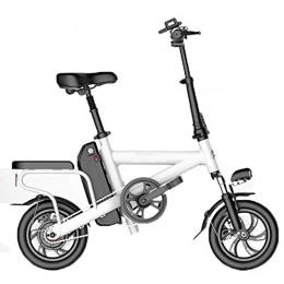 Gmadostoe Electric Bike Gmadostoe Folding E-Bike Scooter, 12 inch Portable City Electric Bike, 3 Modes Speed with LED Lighting Unisex Electric Bicycle Outdoor Riding, White, Battery~10.4ah