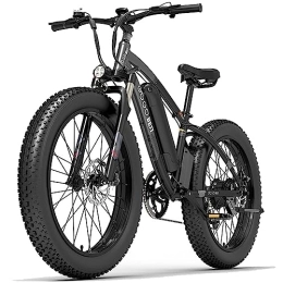 TIGUOWISH Electric Bike GOGOBEST Fat Tire Electric Bike GF600 48V 13AH 26" Electric Mountain Bike Dirt Ebike for Adults LCD Display Shimano 7-Speed 3 Riding Modes Black