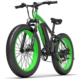 TIGUOWISH Electric Bike GOGOBEST Fat Tire Electric Bike GF600 48V 13AH 26" Electric Mountain Bike Dirt Ebike for Adults LCD Display Shimano 7-Speed 3 Riding Modes Black&Green