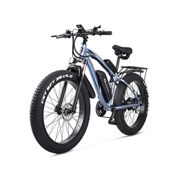 GOUHOME Bike GOUHOME 26 Inch Road Electric Bike 1000W Mens Mountain Beach Snow Bicycle 48V17Ah Lithium Battery 4.0 Fat Tire E-bike Hydraulic Disc Brake for Adult (Color : Blue, Size : 26 inch)