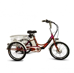 Gpzj Electric Bike Gpzj Electric tricycle 3-wheel bicycle adult 20-inch leisure transportation assisted lithium-ion tricycle 48V, with baskets for shopping, outings Maximum speed: 20km / h, LED lighting all-aluminum bike