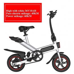 Gpzj Bike Gpzj Folding Electric Bike with 36V 10Ah Lithium-Ion Battery, 12 Inch Ebike with 250W Brushless Motor, LED Bike Light, 3 Riding Modes