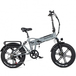 Greenhouses Electric Bike Greenhouses Ebike, 20 Inch Electric Bicycle Mountain Bike, Foldable Electric Mountain Bike 500W 48V 10AH, Adult Fat Tire Mountain Bike, Top Speed 35 Km / h(Color:gray)