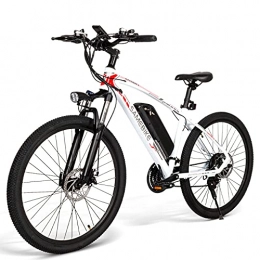 Greenhouses Electric Bike Greenhouses Ebike，26" Electric Mountain Bike 350W 48V 8AH, Electric Commuting Bike, Electric Bike For Adults With Shimano 21 Speed & LED Display (Three Working Modes)(Color:white 1)
