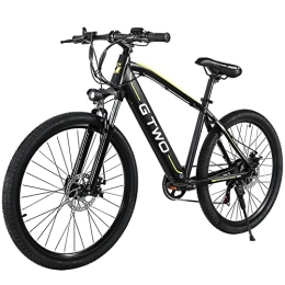 GTWO Electric Bike GTWO G2 Electric Mountain Bike 27.5 Inch MTB Bicycle for Men and Women with Removable Lithium Battery 27 Speed Transmission (Black Yellow)
