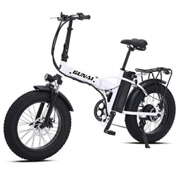 GUNAI Bike GUNAI 20 inch Electric Snow Bike 500W Folding Mountain Bike with 48V 15AH Lithium Battery and Disc Brake (White)