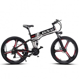 GUNAI Bike GUNAI 26 inch Electric Mountain Bike with Rear Seat with 3 Spokes Integrated Wheel Premium Full Suspension and 21 Speed Gear