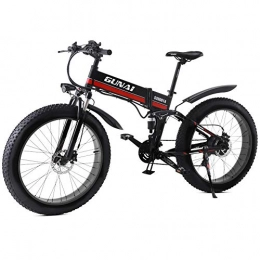 GUNAI Electric Bike GUNAI Electric Bike, 1000W 26 Inch Fat Tire Folding Mountain Bike Snow Bike with Removable Battery