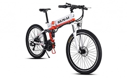 GUNAI  GUNAI Electric Bike, 26" Folding Electric Mountain Bicycle / Commute Ebike with 500W Motor, 48V 12.8AH Battery, 21 Speed Shimano Transmission System (White Orange）