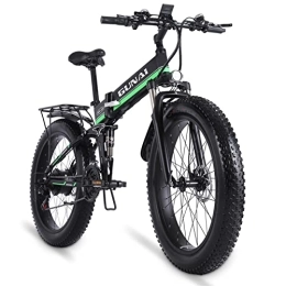 GUNAI Bike GUNAI Electric Bike Folding Fat Tire 26-inch Snow Bike 21-speed Mountain Electric Bike Rear Seat (Green