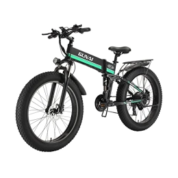 GUNAI  GUNAI Electric Bike Folding Fat Tire 26-inch Snow Bike 21-speed Mountain Electric Bike Rear Seat(Green)