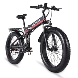 GUNAI Bike GUNAI Electric Bike Folding Fat Tire 26-inch Snow Bike 21-speed Mountain Electric Bike Rear Seat (Red)