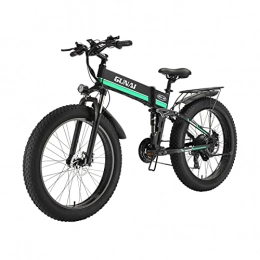 GUNAI  GUNAI Electric Bike Folding Fat Tire 26-inch Snow Bike 7-speed Mountain Electric Bike Rear Seat(Green)