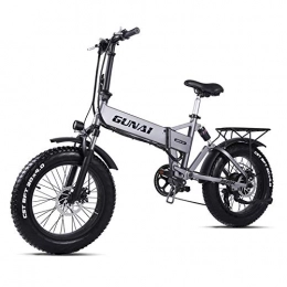 GUNAI Bike GUNAI Electric Mountain Bike, Shimano 7 Speed Gear Hydraulic Disc Brake, 500W Mountain Bike for Beach and Snow (Silver)