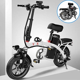 GUOJIN Electric Bike GUOJIN 14" Electric Bike, Electric Bicycle with 350W Motor, 48V 6Ah Battery, Change Speed bike, Outdoor Urban Road Bikes, White