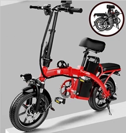 GUOJIN Bike GUOJIN 14 Inch Tires E-bike 3 Riding Modes 25km / h 15Ah Lithium Battery, Saddle Adjustable, Dual Disc Brakes Electric Bicycle for Commuting, Red