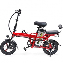 GUOJIN Electric Bike GUOJIN 14 Inch Tires E-bike 3 Riding Modes 25km / h 22Ah Lithium Battery, Saddle Adjustable, Dual Disc Brakes Electric Bicycle for Commuting, Red
