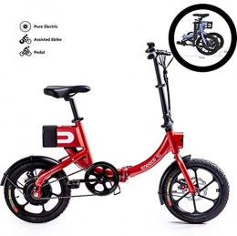 GUOJIN Electric Bike GUOJIN 16" Electric Bike, Electric Bicycle with 250W Motor, 36V 8Ah Battery, Change Speed bike, Outdoor Urban Road Bikes, Red