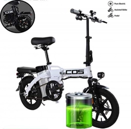 GUOJIN Electric Bike GUOJIN 350W Electric Bicycle with Removable 48V 10 ah Lithium-Ion Battery, 14" Off-Road Wheels Premium Full Suspension and 6 speed gear, White