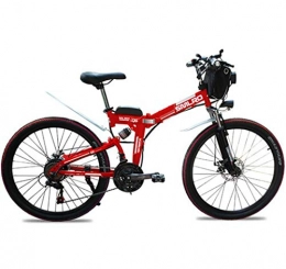 GUOJIN Electric Bike GUOJIN 350W Electric Bicycle with Removable 48V 8AH Lithium-Ion Battery, 26" Off-Road Wheels Premium Full Suspension and 6 speed gear, Red