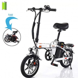 GUOJIN Electric Bike GUOJIN Electric Bike, Folding Electric Bicycle for Adults 240W Motor 48V Urban Commuter Folding E-Bike City Bicycle 15Ah Lithium-Ion Battery Max Speed 25 Km / H, Silver