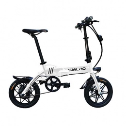 GUOJIN Bike GUOJIN Foldable Bicycle Max Speed 30 Km / H Electric Bike Front And Rear Double Disc Brake, Power Assist, Ebike with 14 Inch Wheels And 250W Motor, White