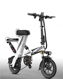 GUOJIN Bike GUOJIN Folding Bicycle Electric Bike for Adults Women, 250W Electric Bicycle 12" with 48V / 25AH Lithium-Ion Batter, Max Speed 25Km / H, 120Km Mileage, White