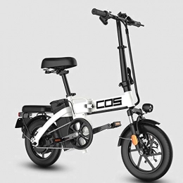 GUOJIN Bike GUOJIN Folding Electric Bicycle Aluminum Alloy Electric Bike Unisex Adult Youth 14 Inch 25Km / H 48V 9.6AH 350W Electric Ebike with Pedals Power Assist, White