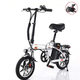 GUOJIN Electric Bike GUOJIN Folding Electric Bike 14 Inch Electric Bicycle, with Dual Disc Brakes, 48V 10Ah Removable Lithium-Ion Battery, Electric Bike Power Assist, 240W Brushless Gear Motor, Silver