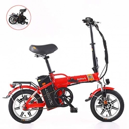 GUOJIN Electric Bike GUOJIN Folding Electric Bike 14 Inch Electric Bicycle with Dual Disc Brakes, 48V10ah Removable Lithium-Ion Battery, 240W Motor 3 Riding Modes, Suitable for Adults, Red