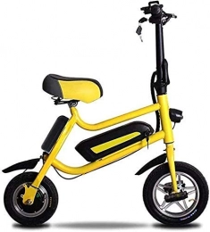 GYL Electric Bike GYL Electric Bicycle Battery Car Folding Bicycle Portable Adult 12Inch 36V Battery Car with 10.4Ah Lithium Battery Carbon Steel Frame, 250W Load Capacity, Yellow, 30 km
